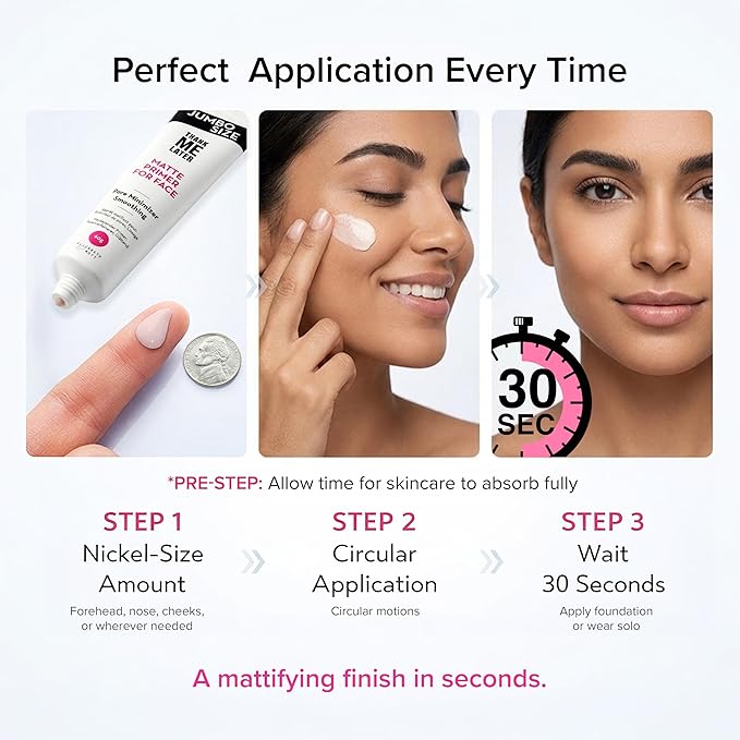 Elizabeth Mott Thank Me Later Face Primer - Mattifying Makeup Base Primer for Smooth Skin - Pore Minimizer, Smooth Fine Lines - Long-Lasting, Lightweight, Leaping Bunny Certified, Jumbo 60g (2X Size)