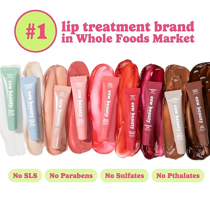 ESW Beauty Vanilla Almond Butter Lip Treatment - Light Caramel Brown Tint with Shea Butter, Vitamin E, Vanilla & Almond for Enhanced Protection & Skin Barrier Support