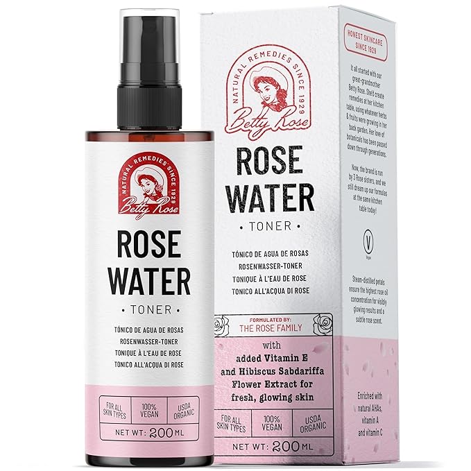 Pure Rose Water Spray for Face Toner, 100% Natural Rosewater Toner, Natural Mist Facial Toner, Rose Water for Hair, Scalp, Skin, Hydrating Toner for Skin
