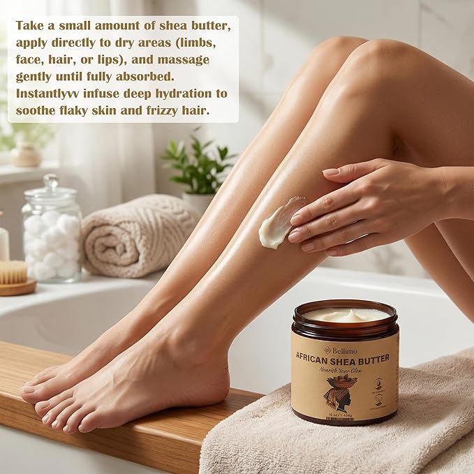 Raw Shea Butter, Unrefined African Shea Butter, Face & Body Care Moisturizer for Homemade Soap, Creams, and Lip Products with Premium Packaging, 8 oz Can