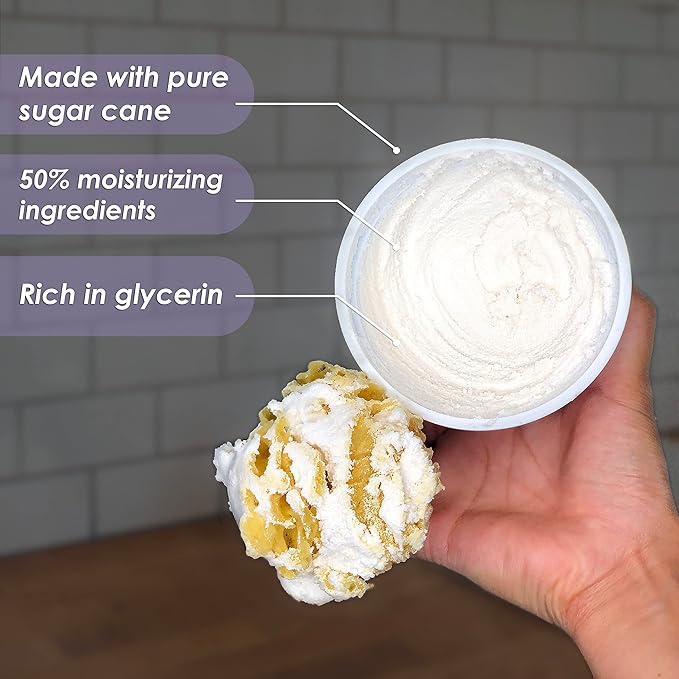 Primal Elements Sugar Scrub, Exfoliating Sugar Whip, Face and Body Cleanser, Moisturizer, Lavender, 10 oz Package