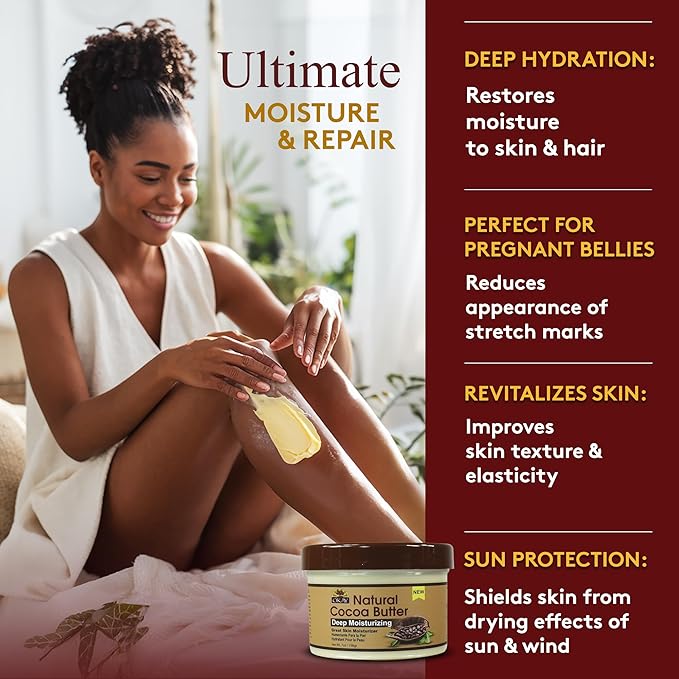 OKAY | Natural Cocoa Butter | For Skin & Hair | Moisturizes & Softens Skin | Conditions & Nourishes Hair | 100% Natural | 7 oz