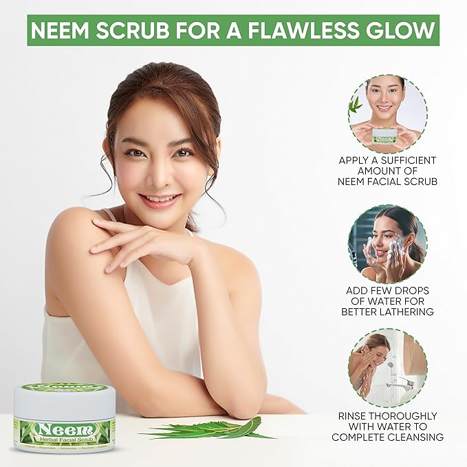 Herboganic Neem Facial Scrub - Natural and Gentle Face Scrub for Deep Cleansing and Moisturizing - Vegan Skincare - 5.30 oz…