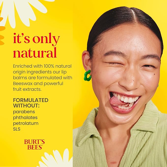 Burt's Bees Lip Balm - Pink Grapefruit, Lip Moisturizer With Responsibly Sourced Beeswax, Tint-Free, Natural Origin Conditioning Treatment, 2 Tubes, 0.15 oz.