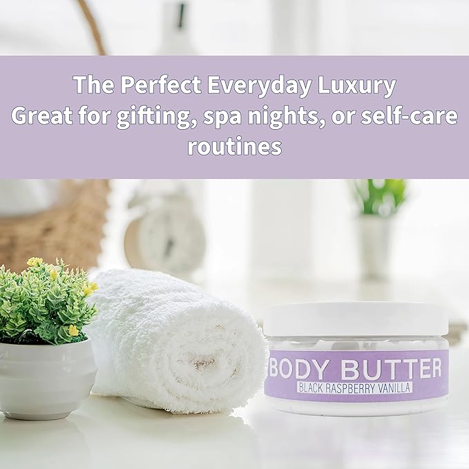 Luxiny Whipped Body Butter for Women & Men – Non-Greasy, Plant-Based Moisturizer with Shea Butter & Essential Oils – Hydrates, Softens & Nourishes Dry Skin (8 oz, Rosemary Lavender)