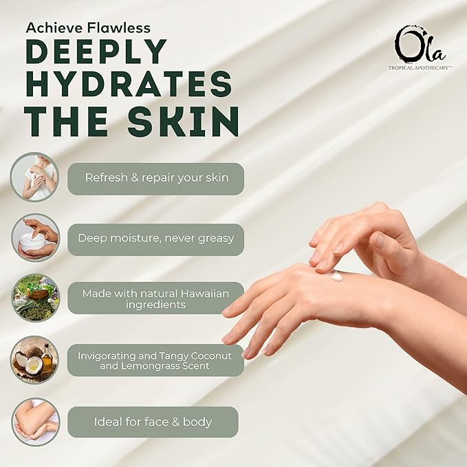 OLA TROPICAL APOTHECARY Coconut Body Lotion – Natural Hydrating Coconut Moisturizer with Tropical Oils & Plant Extracts – Paraben‑Free for Dry Skin – 8.45 fl oz