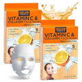 Azure Cosmetics Vitamin C & Collagen Face Mask - Dermatologist Tested, Anti Aging, Hydrating & Moisturizing Sheet Mask for Dry Skin - Firms, Tones & Smooths Fine Lines - Korean Skin Care - Pack of 5