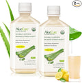 AloeCure USDA Organic Aloe Vera Juice Lemon Flavor - Made Within 12 Hours of Harvest - Natural Digestive Supplement for Balanced Stomach Acidity - Support Digestive and Immune Health, 2 Btls x 16.7oz