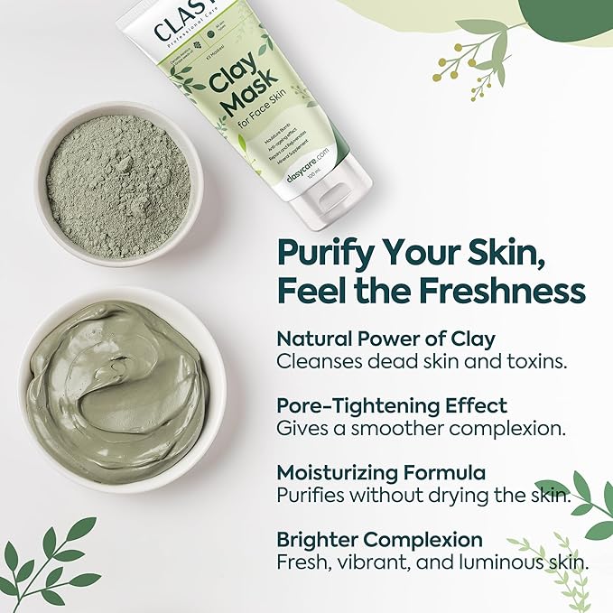Clay Mask for Face – Pore Firming & Deep Cleansing Face Mask | Anti-Blackhead | Oil Balancing | Moisturising & Natural Ingredients, 100 ml