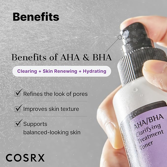 COSRX AHA/BHA Treatment Toner 5.07 fl.oz/ 150ml, Facial Exfoliating Spray for Whiteheads, Pores, & Uneven Skin, Korean Toner, Not Tested on Animals, Korean Skin Care