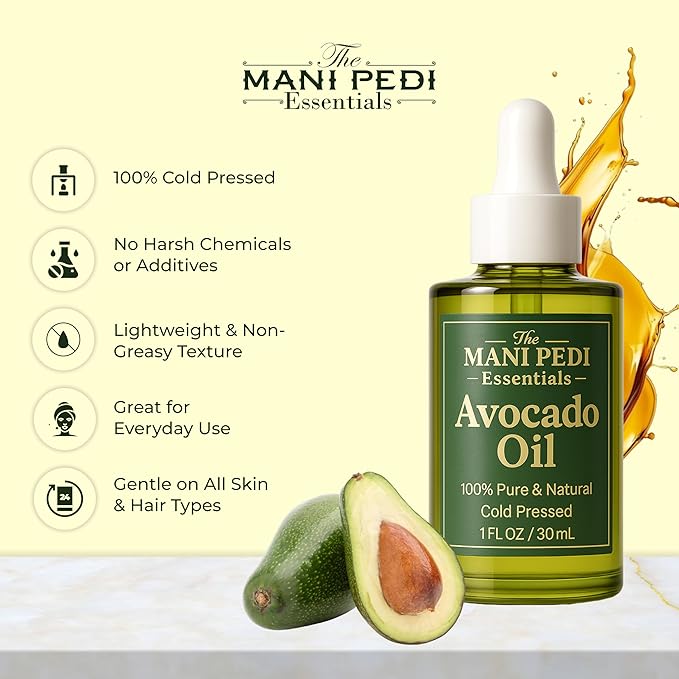 TMPE 100% Pure Avocado Oil, Cold-Pressed Single-Ingredient Carrier Oil for Hair, Skin & Body Care – Lightweight, Fast-Absorbing Moisturizing Oil - 1 fl oz
