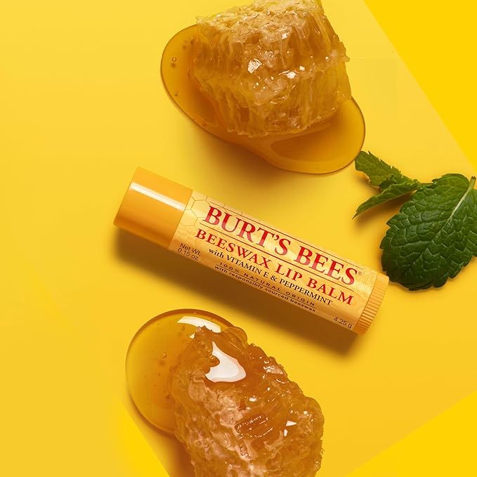 Burt's Bees Lip Balm - Original Beeswax, Lip Moisturizer With Responsibly Sourced Beeswax, Tint-Free, Natural Origin Conditioning Treatment, 4 Tubes, 0.15 oz.
