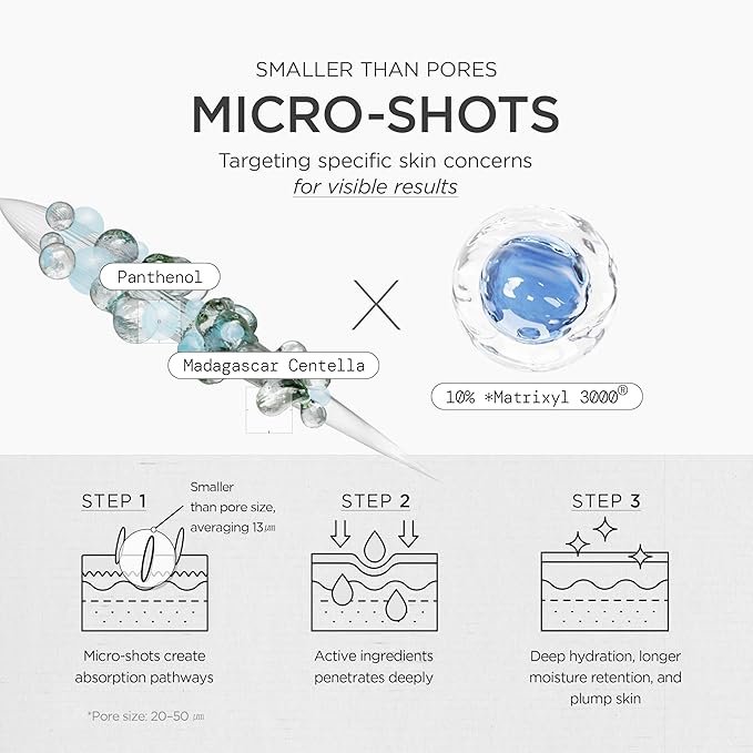 SKIN1004 Matrixyl 10% Boosting Shot Ampoule, Hyaluronic Acid Serum for Face, Facial Spicule Serum for Deep Hydration & Firming, Centella Ampoule with Panthenol, Korean Skin Care, 1.01fl.oz / 30ml