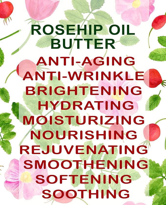Botanical Beauty ROSEHIP OIL BUTTER ROSE HIP Pure Natural Virgin Unrefined RAW for FACE, SKIN, BODY, DAMAGED HAIR, NAILS. Rich in vitamin E (16 Fl Oz 480 ml)