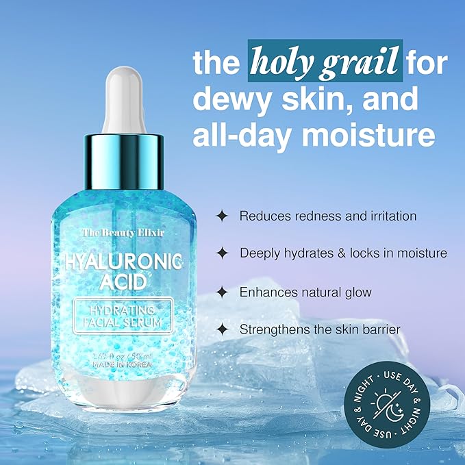 The Beauty Elixir Hyaluronic Acid Serum For Face - Ultra Hydrating, Restores, Smooths & Reduces Wrinkles - Dermatologist Tested, Natural Ingredients, Clean Beauty - Korean Skin Care - 1.69 Fl. Oz