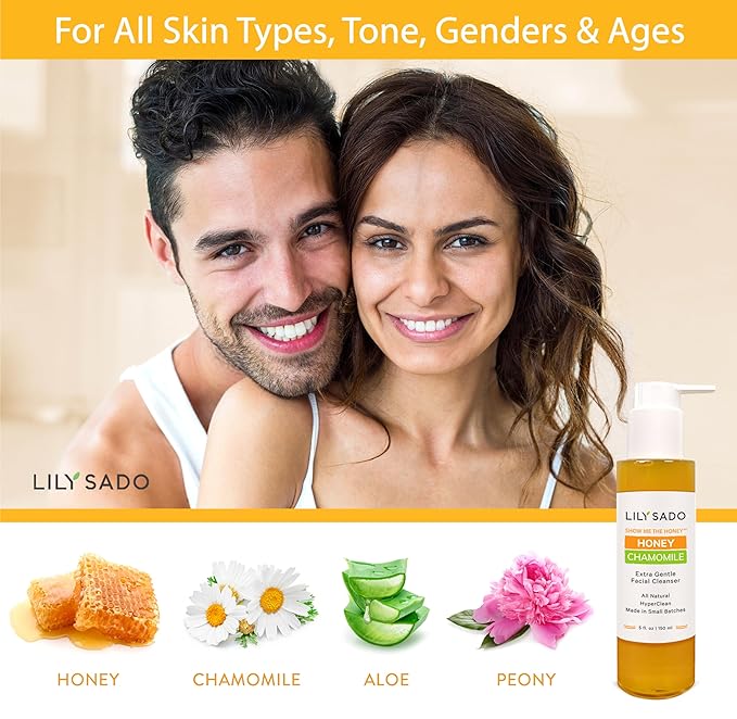 LILY SADO SHOW ME THE HONEY™ Extra Gentle Face Cleanser - Natural, Cruelty-Free Facial Wash Cleanses, Balances & Soothes - Reduces Pores & Blackheads - 5oz