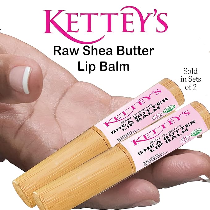 KETTEY'S 100% Pure, Raw Shea Butter Lip Balm is 100% pure organic shea butter. It comes from our very own growth of shea tress in Ghana. Each lip container is hand poured by Kettey herself.