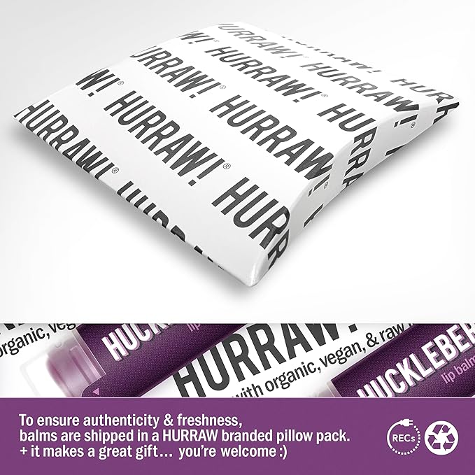 Hurraw! Huckleberry Lip Balm: Organic, Certified Vegan, Cruelty and Gluten Free. Non-GMO, 100% Natural Ingredients. Bee, Shea, Soy and Palm Free. Made in USA
