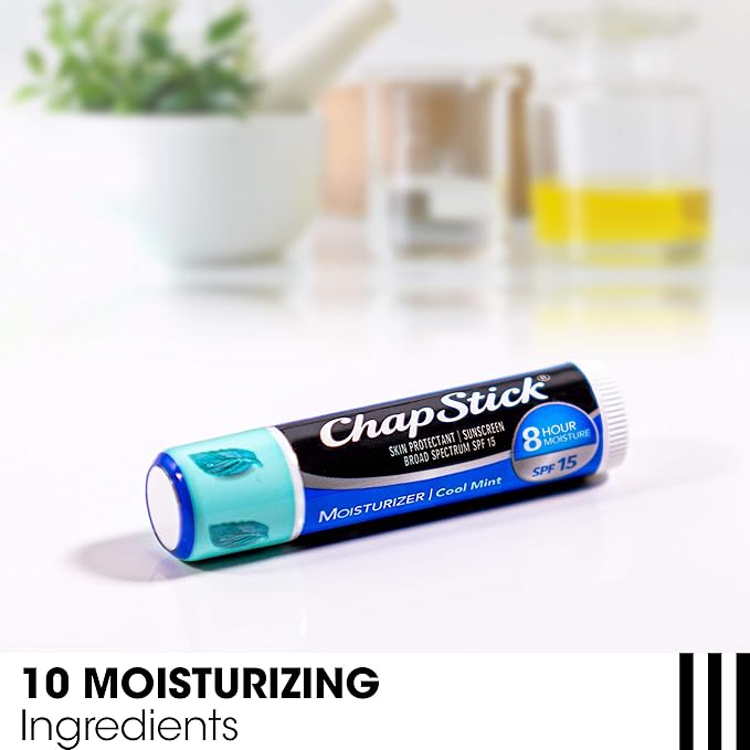 ChapStick Moisturizer 2-in-1 Lipcare SPF 15, Cool Mint, Sunscreen Lip Balm with Aloe Vera and Vitamin E, 0.15 Oz Ea pack of 3 (12) total 36