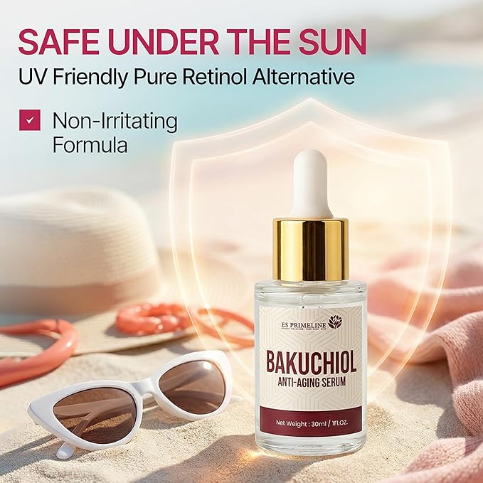 Natural Bakuchiol Face Serum with Green Tea Hyaluronic Acid Vitamin C & Retinol –Anti Aging Gentle Hydrating Serum for Face & Neck Fine Lines & Wrinkles, Smooth Radiant Skin, Gift set with Make up Bag