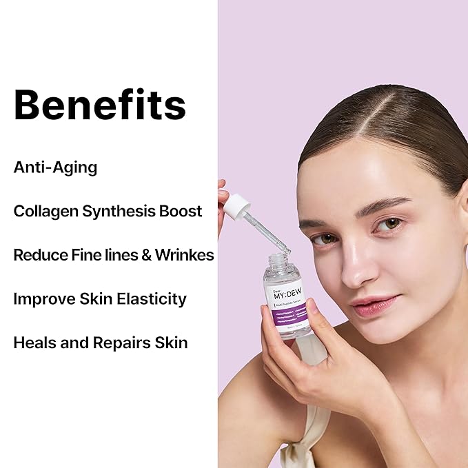 DearMYDEW Multi Peptide Complex Serum, Matrixyl 3000, Argireline, Vegan Collagen, Niacinamide, Hyaluronic Acid for Anti-Aging, Anti-Wrinkles, Collagen Boost for Elasticity, Korean Skincare, 1Fl Oz