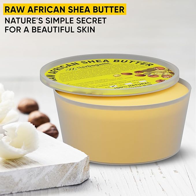 HERBOGANIC Pure Raw African Shea Butter, Yellow 100% Natural Unrefined Butter for Body & Hair Scalp Non GMO (Yellow Shea Butter 8 Oz.)…