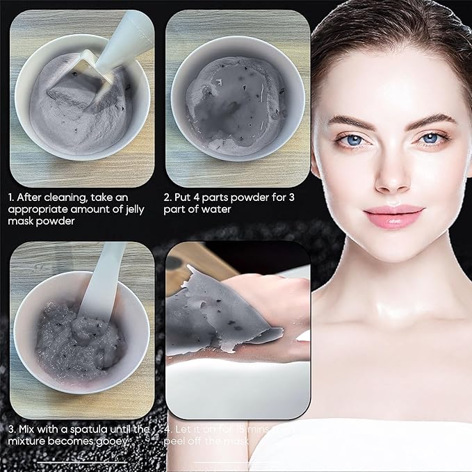 Vajacial Hydro Jelly Mask Powder for Face, Jelly Mask for Facials Professional, Jelly Facial Mask for Teens and Women. Jelly face mask. (Bamboo Charcoal)