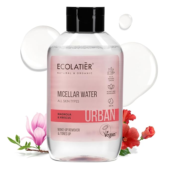 Micellar Water for Sensitive Skin with Organic Aloe Vera - 99.1% Natural Ingredients, Vegan, Hydrating Facial Cleanser & Micellar water Makeup Remover - 13.5 Fl Oz (Magnolia for All Skin Types)