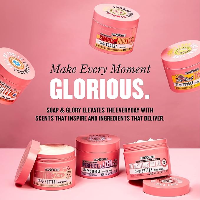 Soap & Glory Call of Fruity Body Butter - Moisturizing Body Cream with Vitamin E, Coconut Oil & Aloe Extracts - Tropical Fruits, Juicy Melon & Hibiscus Cocoa Butter for Dehydrated Skin (300ml)