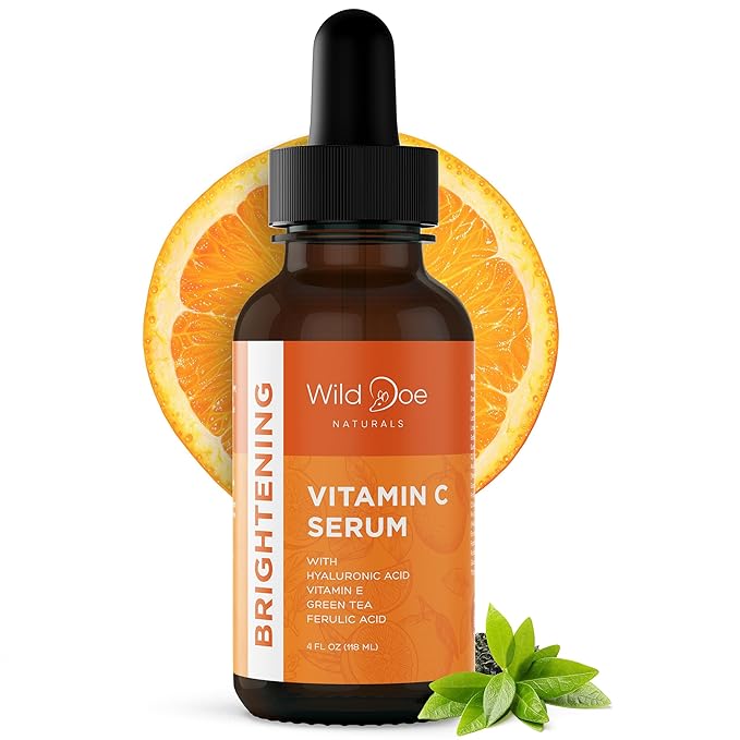 Vitamin C Serum for Face with Hyaluronic Acid - Firming Anti Aging Serum, Pore Minimizer, Acne Scars and Dark Spot Remover for Face - Vitamin C facial serum + Ferulic Acid, Vitamin E, Green Tea -4 oz