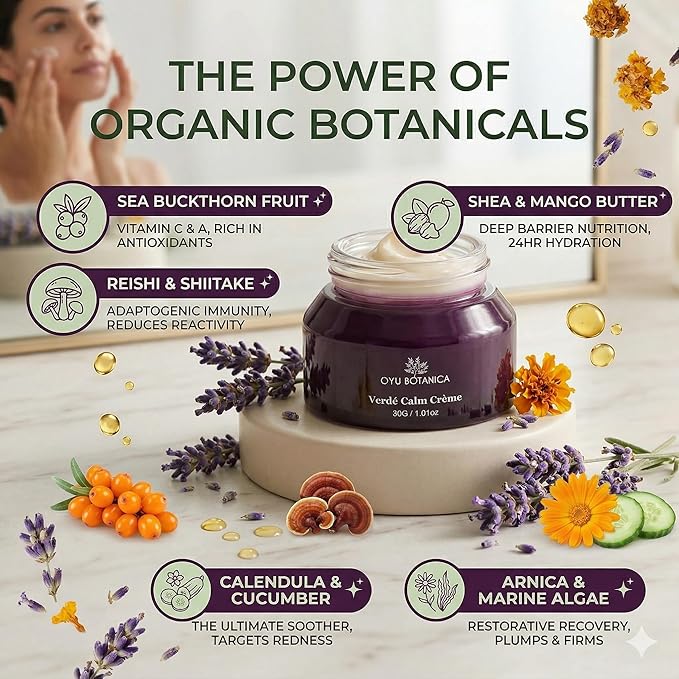 OYU Botanica Verde Calm Crème – Natural Plant-Based Daily Moisturizer – Hydrating Face & Body Cream for Dry, Irritated Skin – Organic Ingredients, Vegan & Cruelty-Free – 50ml