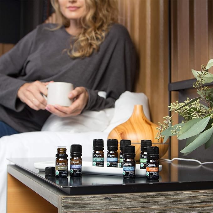 Cliganic Organic Jojoba Oil with Top 6 Organic Essential Oils Set