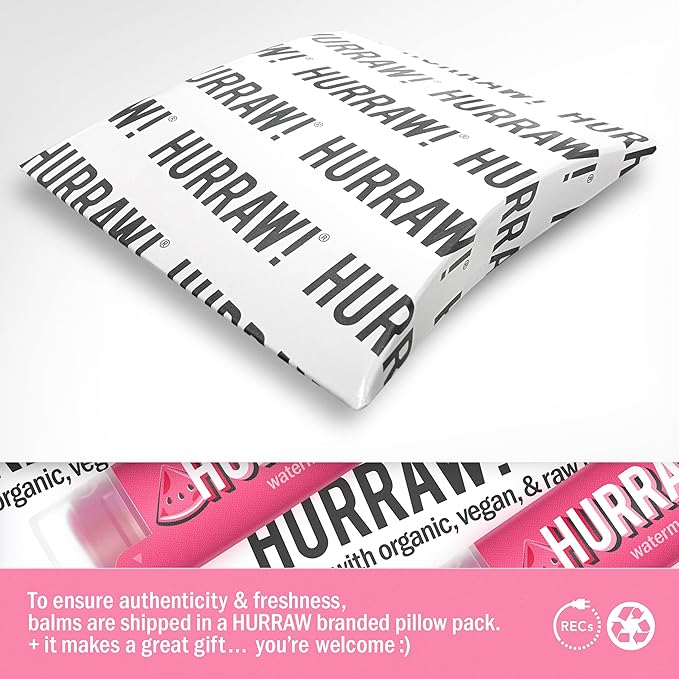 Hurraw! Watermelon Lip Balm: Organic, Certified Vegan, Cruelty and Gluten Free. Non-GMO, 100% Natural Ingredients. Bee, Shea, Soy and Palm Free. Made in USA