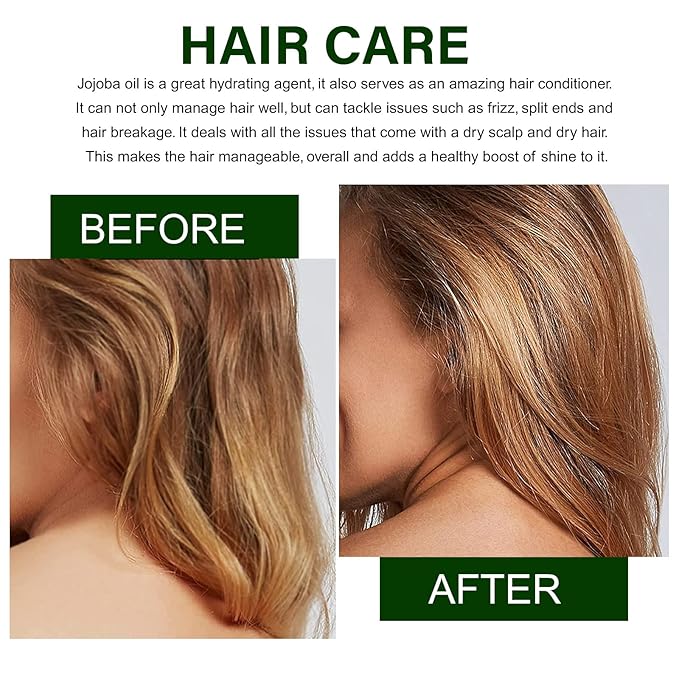 Organic Jojoba Oil 60ml, 100% Pure & Natural Jojoba Oil for Hair, Face, Body & Nails, Moisturize Skin & Helps Fight Acne, Jojoba Oil Organic Cold Pressed Unrefined.(1Pack-2.02fl.oz)