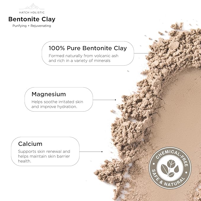 Organic Bentonite Clay 1 lb (16 oz) – Pure Mineral-Rich Detoxifying Clay Mask for Face, Body, And, Scalp, Helping In Natural Exfoliation, Deep Cleansing and Skin Revitalization