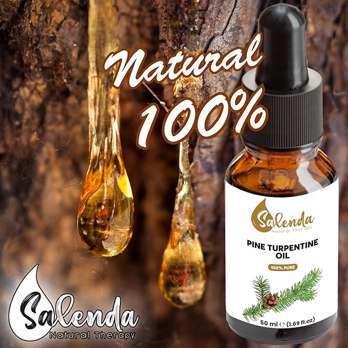 Pine Turpentine Oil by Salenda, Turpentine Oil for Diffuser, Skin & Hair Care, Trementina de Pino, Aromatherapy, 100% Pure & Natural, 1.69 fl oz (50 ml)