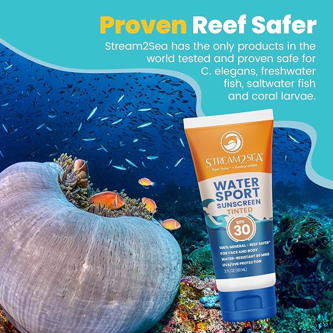 STREAM 2 SEA SPF 20 Tinted Sunscreen Biodegradable and Reef Safe, 1 Fl oz Travel Size Pack of 3, Paraben Free Non Greasy and Moisturizing Mineral Sunscreen For Face and Body Against UVA and UVB