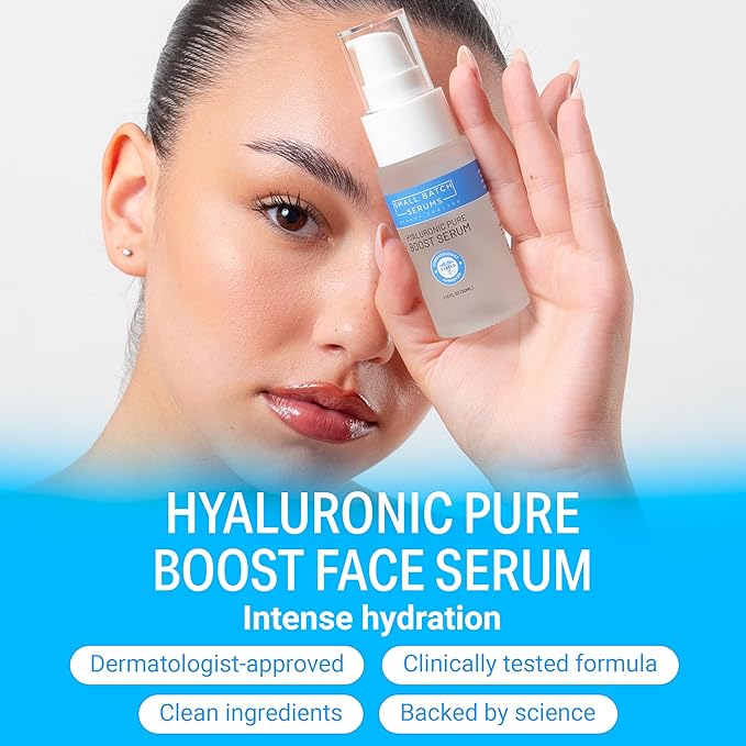 Pure Hyaluronic Acid Face Serum for Women - For Dull, Dry Facial Skin w/Ultra Moisturizer HA Acido Hialuronico - Anti Aging Daily Plumping Hydrating Skincare Serum - Alcohol Fee - Made in USA