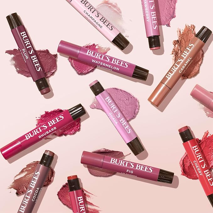 Burt's Bees Lip Shimmer, Raisin, Tinted Lip Balm Stick, Moisturizing for All Day Hydration with Natural Glowy Pigmented Finish & Buildable Color, 1 Count, 0.09 Oz