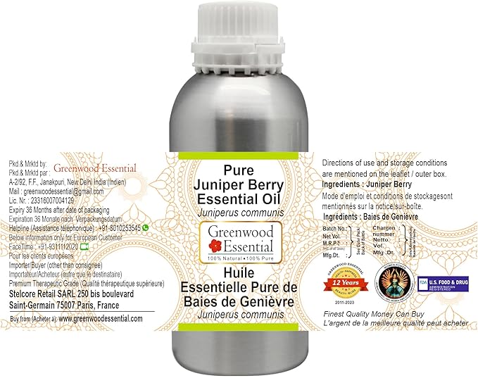 Greenwood Essential Pure Juniper Berry Essential Oil (Juniperus communis) Steam Distilled 1250ml (42 oz)