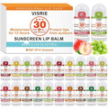 VISRIE SPF 30 Sunscreen Lip Balm, SPF Lip Balm Bulk 60 Count, Broad Spectrum UVA/UVB Lip Sunscreen Moisturize with Vitamin E and Coconut Oil- 10 Flavors