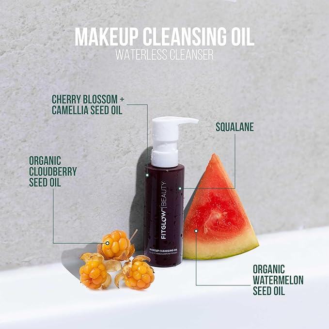FITGLOW Beauty - Natural Water-Free Makeup Cleansing Oil | Vegan, Woman-Owned Clean Beauty (2.7 fl oz | 80 ml)