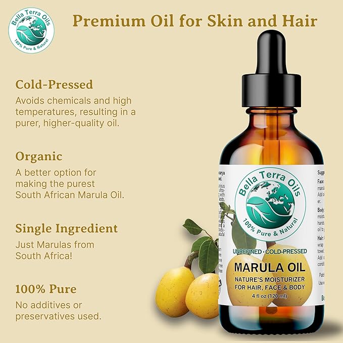 Bella Terra Oils Pure Marula Oil for Enhanced Skin Radiance – 1 gallon, Feather-Light & Hydrating, Suitable for All