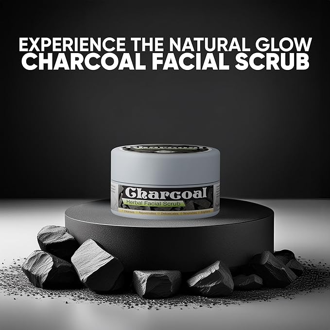 HERBOGANIC Charcoal Herbal Facial Scrub | Natural Body Scrub | Activated Charcoal Face Scrub for Women & Men | Exfoliant Scrub | Natural Facial Scrub | Equally Effective for Men and Women | 5.30 oz…