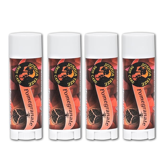 Joshua Tree Organic Lip Balm: 25 Flavor Varieties Made with Beeswax (4-pack, Pomegranate)