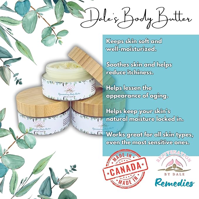 Dale's Natural Body Butter - Non-Greasy Lotion Moisturizer - Hydrating & Nourishing for Dry Skin - Shea, Mango & Coconut Oil Blend - Vegan & Cruelty-Free - Suitable for Entire Body - 100ml