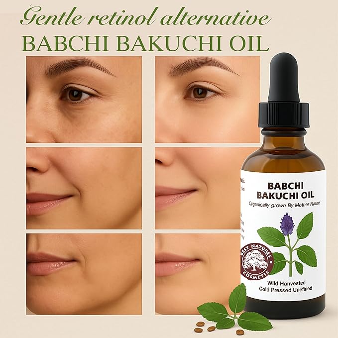 Best Nature's Cosmetics Bakuchi (Babchi) Oil – 100% Pure, Cold Pressed Facial Oil for Skin Care – Bakuchiol-Rich Psoralea Corylifolia Seed Oil – 2 fl oz / 60 ml