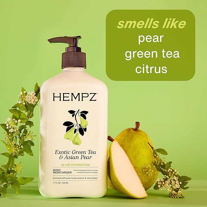 Hempz Exotic Natural Herbal Body Moisturizer with Pure Hemp Seed Oil, Green Tea and Asian Pear, 2.25 Fluid Ounce - Nourishing Vegan Skin Lotion for Dryness and Flaking with Acai and Goji Berry