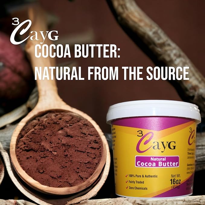 3CAYG Natural Cocoa Butter 1LB Raw Unrefined- Luxurious Skin Moisturizer and Hair Conditioner