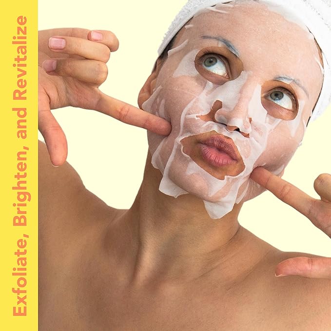 Patchology Exfoliating Face Mask - Exfoliate Mate Sheet Mask with Papaya and Pineapple gently unclogs pores and brightens skin, Lactid Acid (AHA) helps reduce fine lines and wrinkles (1 Mask)